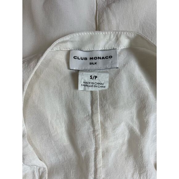 Club Monaco 100% mulberry silk white prairie button up long sleeve blouse size s - Picture 7 of 8